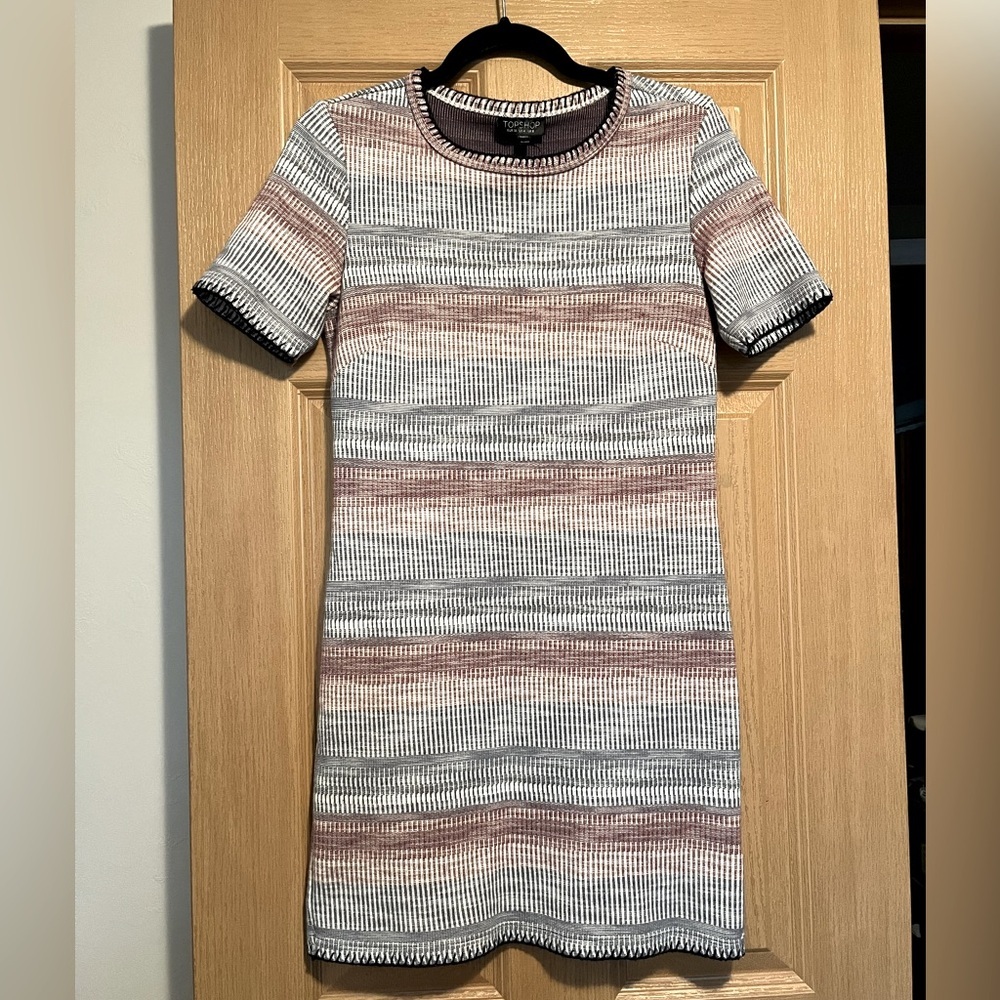 Casual Striped Knit Shift Dress - Multicolor